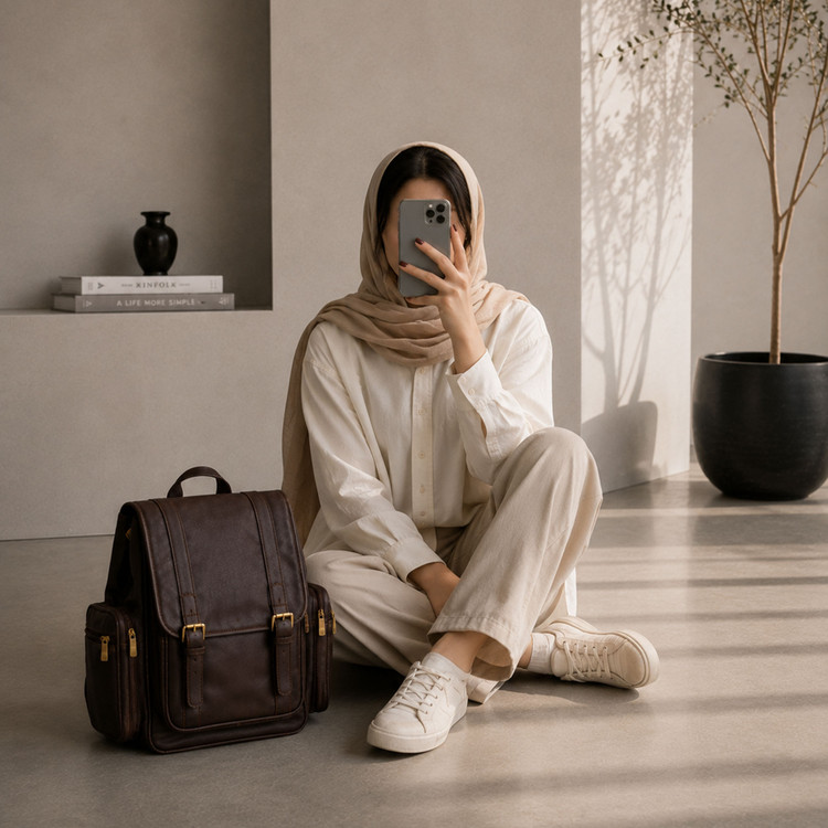 کوله پشتی چرم زنانه مدل بهار - رنگ قهوه ای سوخته