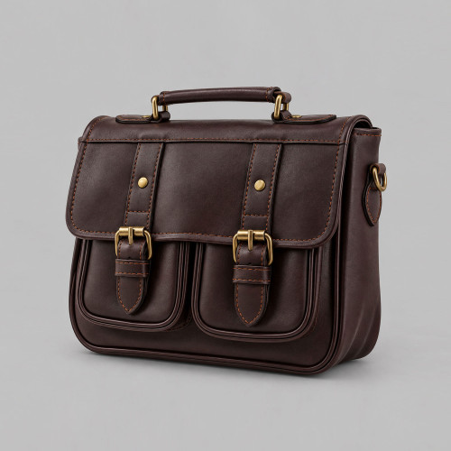 کیف دوشی چرم زنانه مدل مرسده - رنگ قهوه ای سوخته