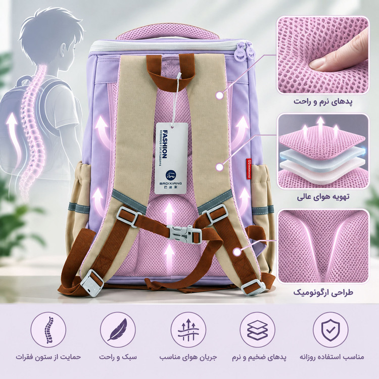 Pink BDXK Pattern Suitcase-Style School Backpack