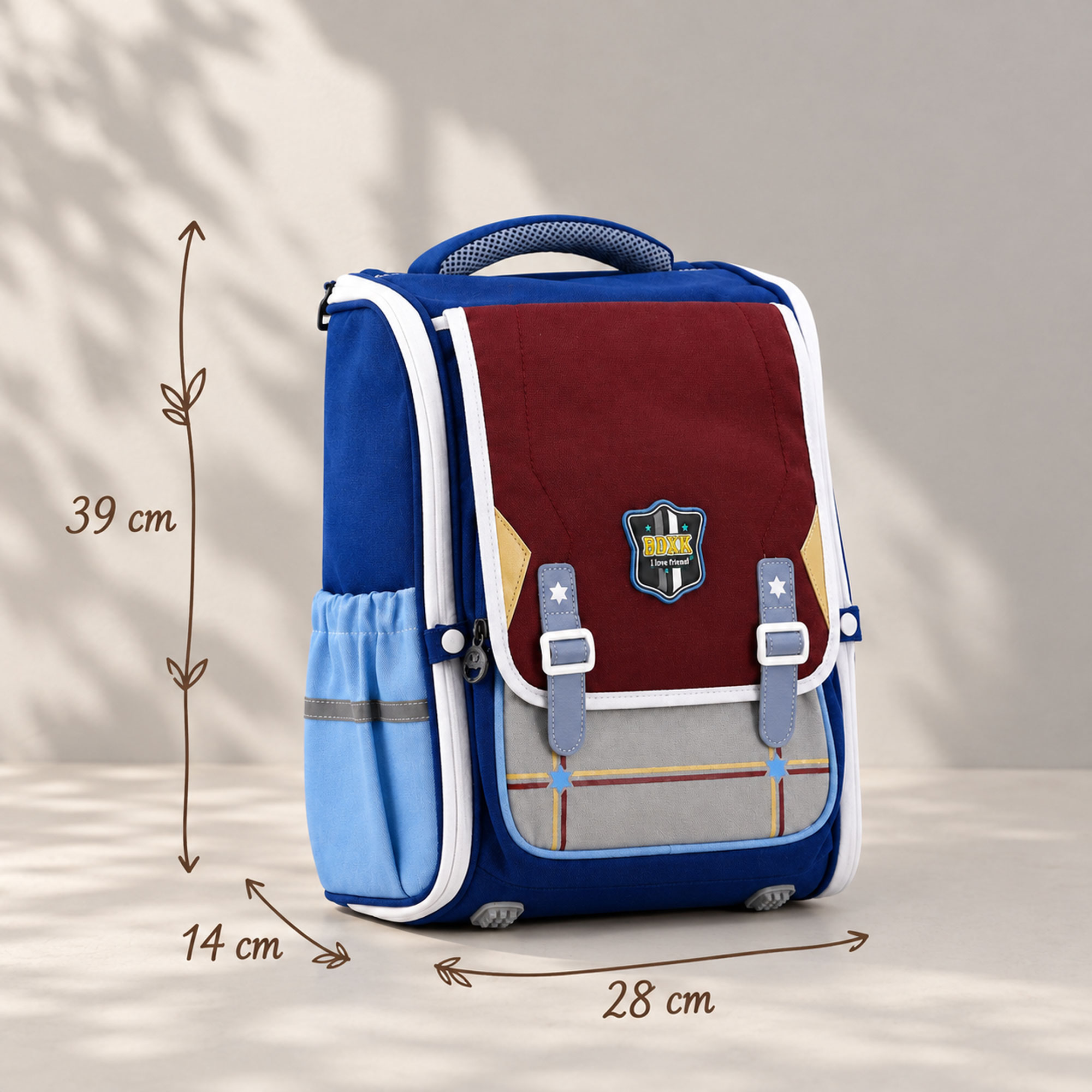 BDXK Pattern Suitcase-Style School Backpack – Blue