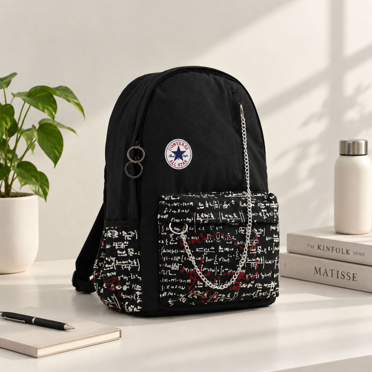 کوله پشتی آل استار مدل کانورس طرح ریاضی رنگ مشکی - All Star Converse